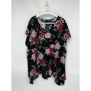TORRID Womens Floral V Neck Blouse Size 4 Boho Romantic Softgirl Feminine‎
